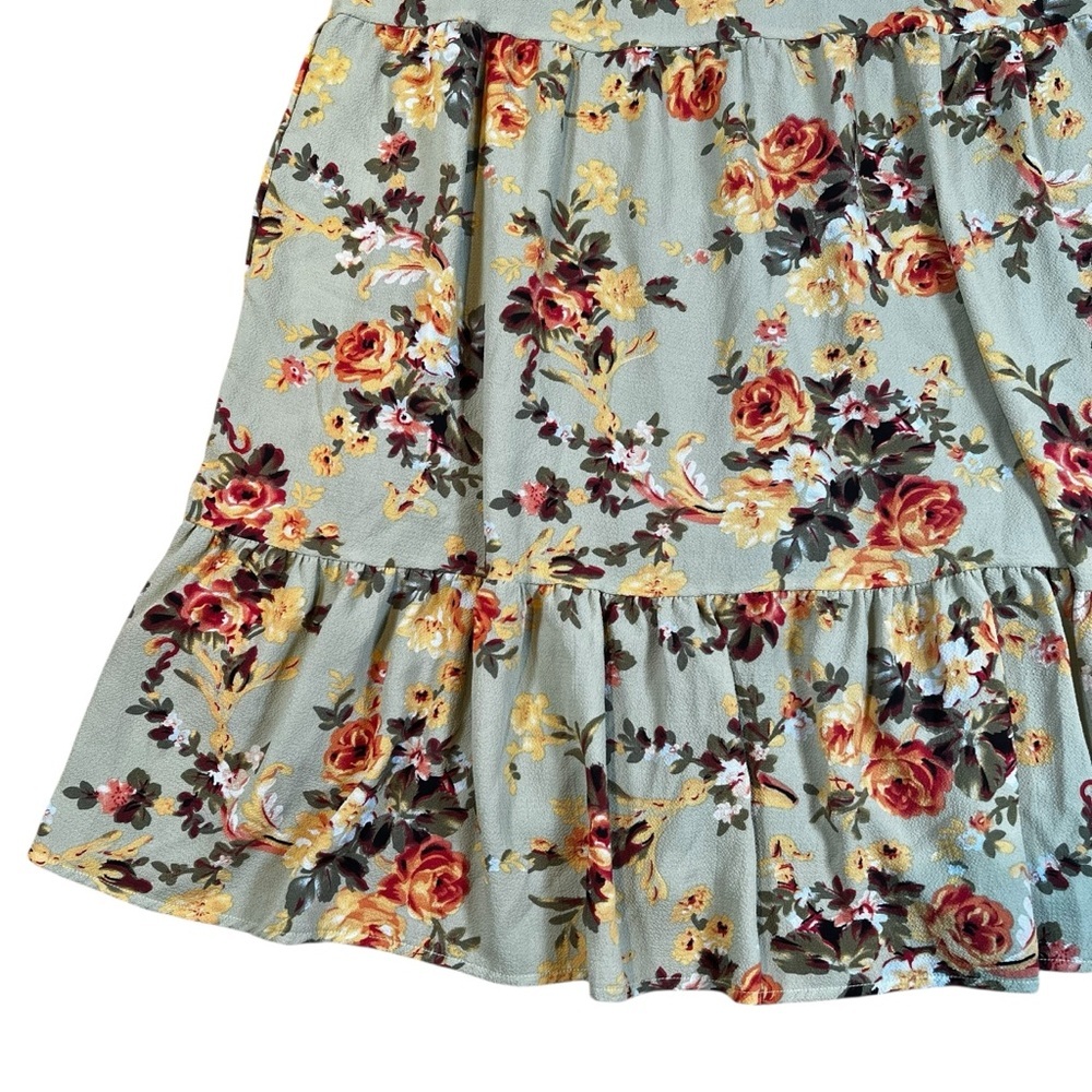 Floral Mint Tie-Strap Dress - Boho Chic Casual Style | Size Small | Resort Wear - Picture 5 of 16